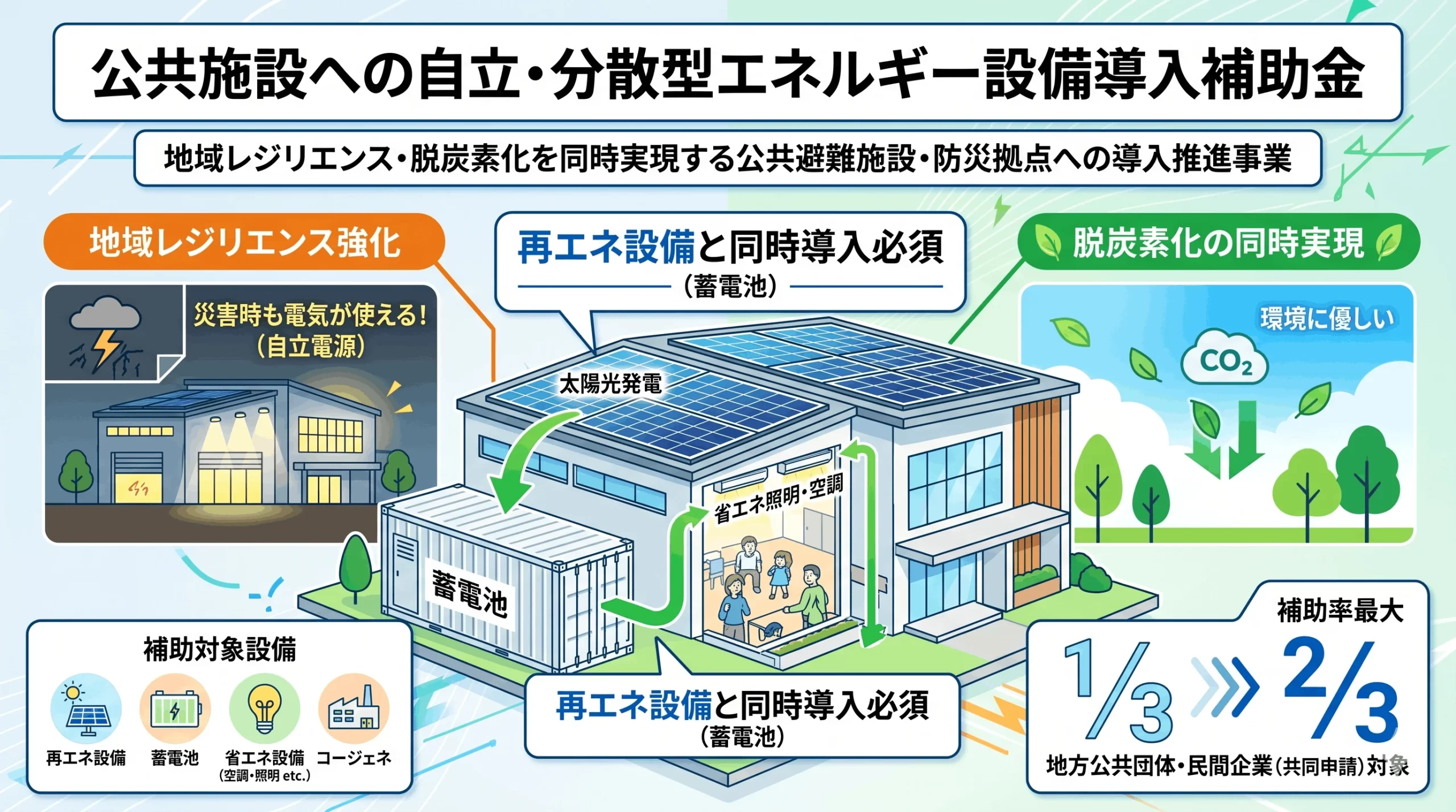 公共施設への自立・分散型エネルギー設備等導入支援事業イメージ画像